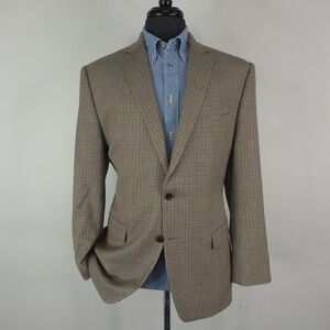 Lauren Ralph Lauren Blazer Mens 44R Brown Silk Wool Check Sport Coat Jacket
